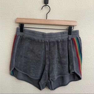 Aviator Nation Prism Jogger Shorts Vintage Terry Loop Fabric Charcoal Gray XL